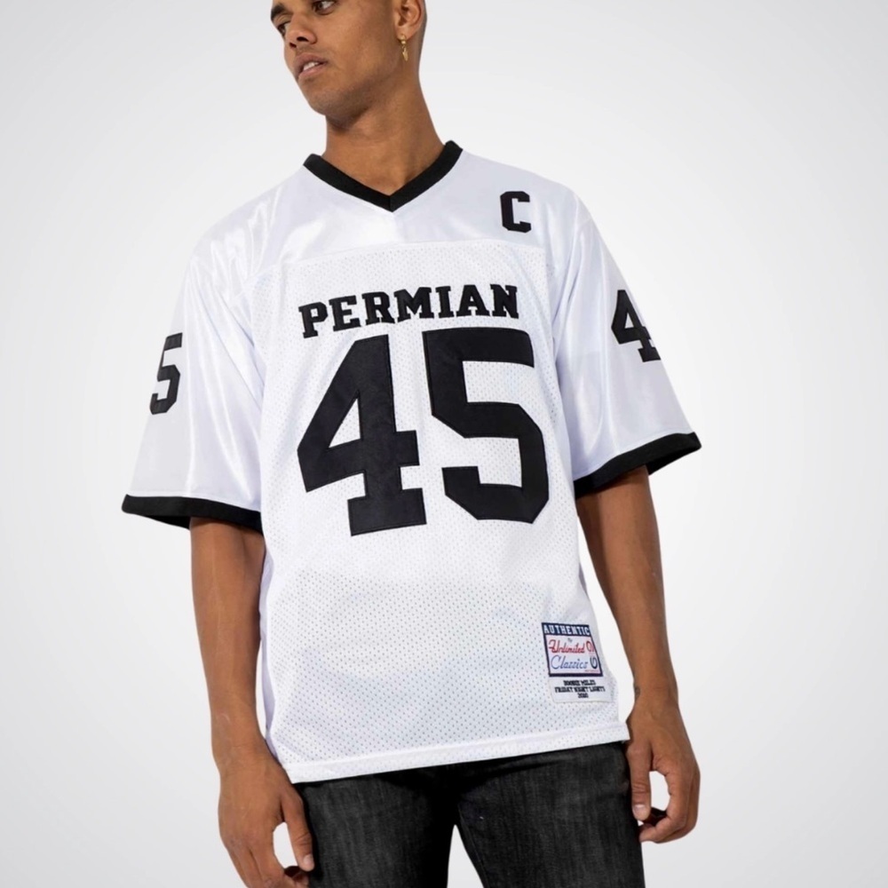 Permian White and Black Men's throwback Jersey